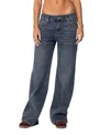 Edikted Ace Low Rise Wide Leg Jeans In Dark Blue