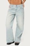 Edikted Ace Relaxed Low Rise Straight Leg Jeans In Blue