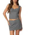 Edikted Adalyn Ruched Corset Top In Dark Gray