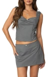 Edikted Adalyn Ruched Corset Top In Dark-gray