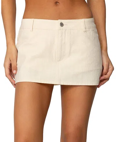 Edikted Addey Linen Look Mini Skort In Cream