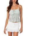 Edikted Addy Tie Front Chiffon Camisole In Sage