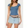 Edikted Adela Square Neck Top In Blue