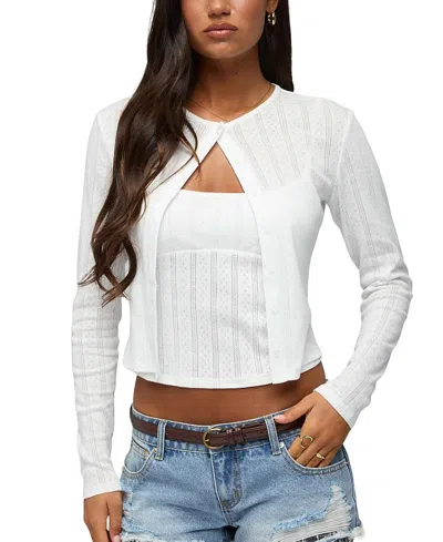 Edikted Adie Pointelle Cardigan In Black