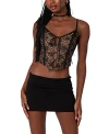 Edikted Adira Lace Keyhole Corset In Black