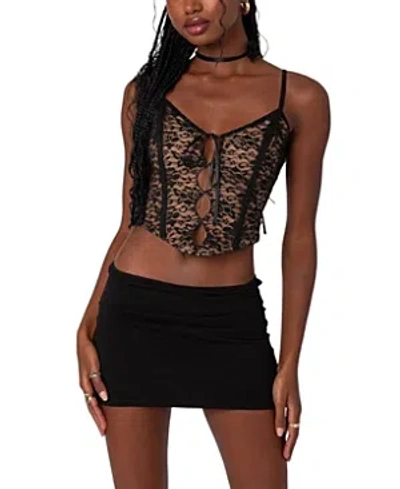 Edikted Adira Lace Keyhole Corset In Black