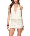 Edikted Adrian Backless Cowl Halter Neck Knit Minidress In White