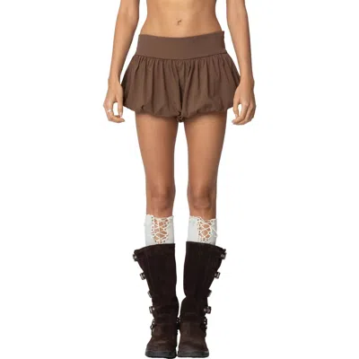 Edikted Adrianna Bubble Micro Shorts In Brown