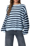 Edikted Aerin Oversize Stripe Cotton Sweater In Blue-and-navy