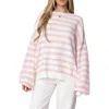 Edikted Aerin Oversize Stripe Cotton Sweater In Light-pink-and-cream