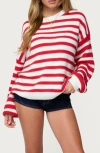Edikted Aerin Oversize Stripe Cotton Sweater In White