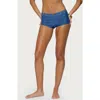 Edikted Agnes Denim Printed Boyshort Bikini Bottom In Blue