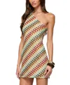 Edikted Agua Zigzag Stripe One-shoulder Minidress In Multi