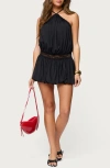 Edikted Aida Open Back Bubble Hem Halter Minidress In Black