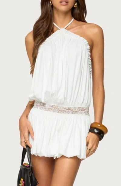 Edikted Aida Open Back Bubble Hem Minidress In White