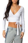 Edikted Aila Wrap Crop Top In White