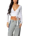 Edikted Aila Wrap Crop Top In White
