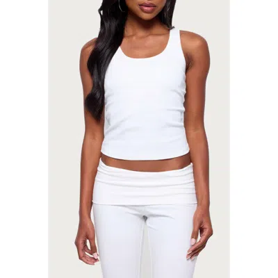 Edikted Ailsa Ribbed Built-in Bra Tank In White