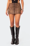 EDIKTED AINSLEY LACE-UP FRONT FAUX LEATHER MINISKIRT