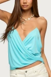 Edikted Ainsley Wrap Front Top In Blue