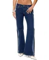 Edikted Airbrushed Low Rise Flared Dark Rinse Wash Jeans In Blue