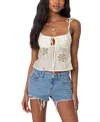 Edikted Floral Embroidered Tie Strap Camisole In White