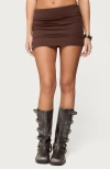 Edikted Aisha Low Rise Miniskirt In Brown