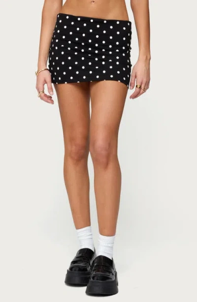 Edikted Aisha Polka Dot Miniskirt In Black