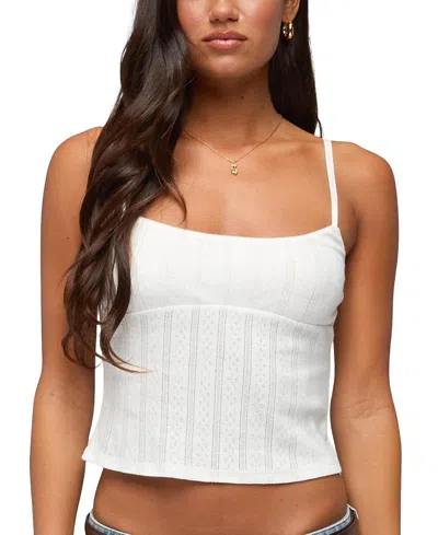 Edikted Aivy Pointelle Tank Top In White