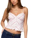 Edikted Alaine Floral Stripe Cotton Blend Camisole In Pink