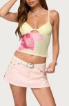 Edikted Alanah Flower Keyhole Mesh Camisole In Yellow