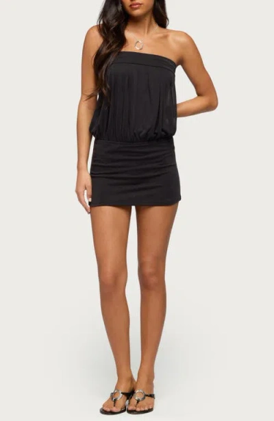 Edikted Alannah Strapless Open Back Minidress In Black