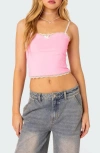 Edikted Alara Lace Trim Crop Camisole In Pink