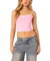 Edikted Alara Lace Trim Crop Camisole In Pink