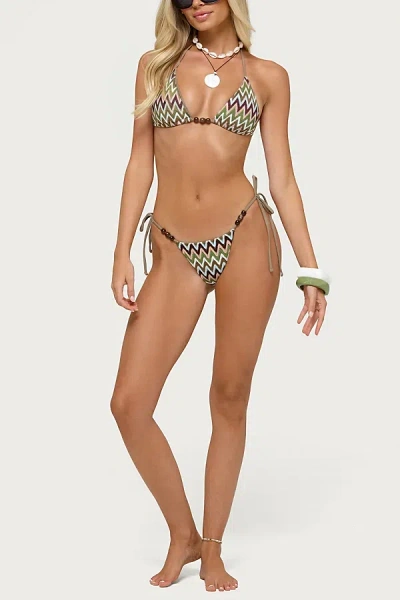 Edikted Alayna Zigzag String Bikini Bottom In Olive, Women's At Urban Outfitters In Multi