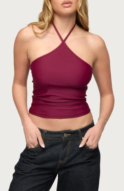 Edikted Alaynah Halter Top In Burgundy