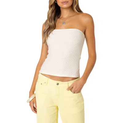 Edikted Albina Textured Tube Top In Cream