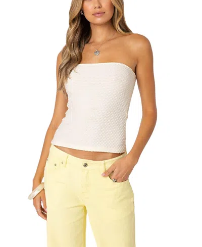 Edikted Albina Textured Tube Top In Cream