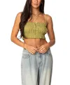 Edikted Alda Cropped Button Front Top In Green