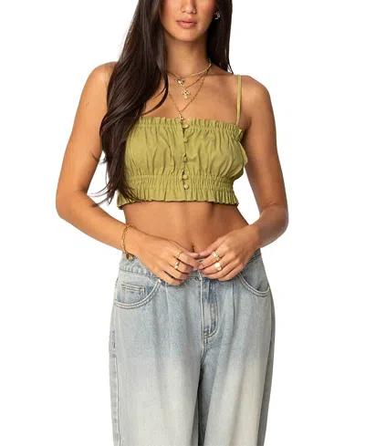 EDIKTED ALDA CROPPED BUTTON FRONT TOP