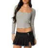 Edikted Alex Stripe Long Sleeve Top In Black-and-white