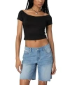 Edikted Alexandera Ballet Neck Cotton Crop T-shirt In Black