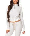 Edikted Women's Alexia Zip Up Sweatshirt In White