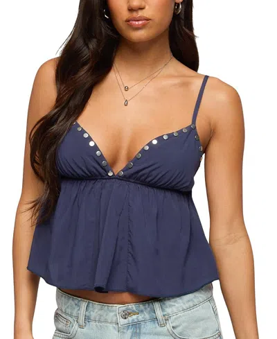 Edikted Alina Studded Crop Babydoll Camisole In Blue
