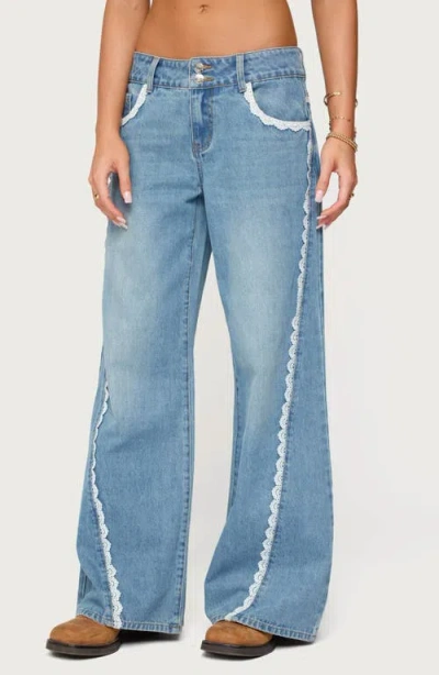 EDIKTED EDIKTED ALISHA LACE TRIM LOW RISE JEANS