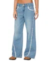 Edikted Alisha Lacey Low Rise Light Rinse Wash Jeans In Blue