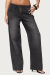 Edikted Aliyah Zip Low Rise Jeans In Black/washed, Women's At Urban Outfitters In Black