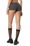 Edikted Allie Zip Up Micro Shorts In Dark-gray