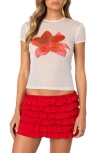 Edikted Aloha Sheer Mesh Tee In White
