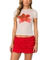 Edikted Aloha Sheer Mesh Tee In White
